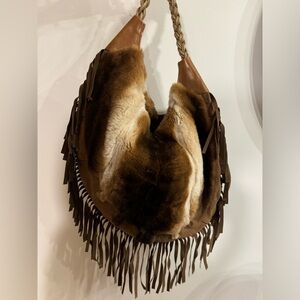 Alexander McQueen Hobo Bag with fringe and fur